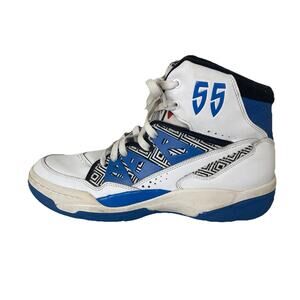 Adidas Dikembe Mutombo #55 White Blue Black High Top Basketball Sneakers SZ 10